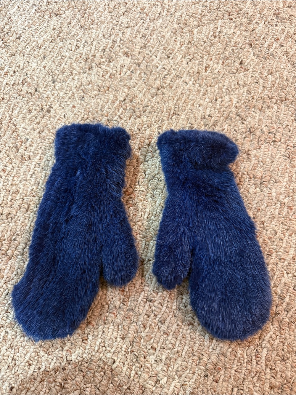 Blue Faux Fur Mittens - Unbranded Cozy Home Accent